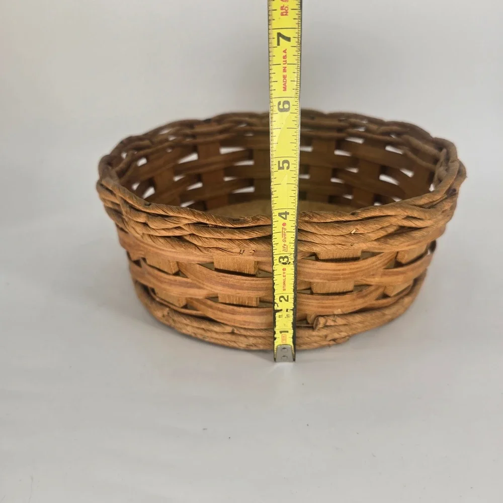 Vintage Pyrex Woven Wood Casserole Basket Round Trivet Holder Brown 9.5 Inch